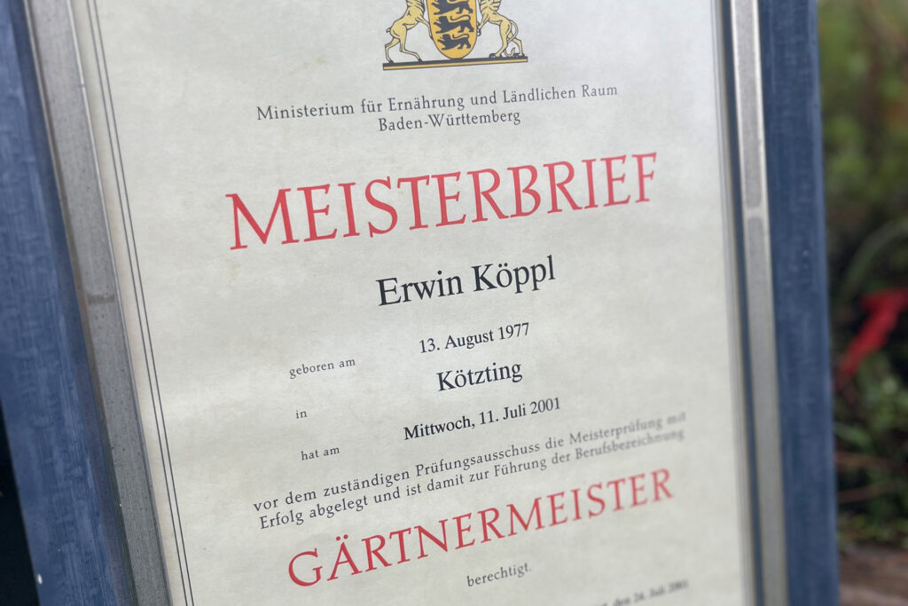 Erwin Köppl Meisterbrief